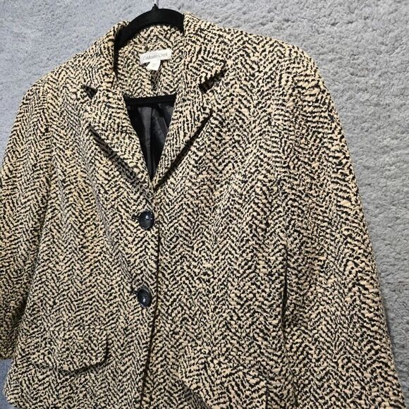 Coldwater Creek Work Blazer Jacket‎ 10 Beige Black Office Siren Corpcore Preppy - Picture 3 of 13